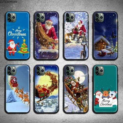 Merry Christmas Santa Deer Phone Case For iphone 12 11 Pro Max Mini XS Max 8 7 6 6S Plus X 5S SE 2020 XR cover