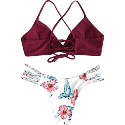 Sexy Bikinis Women 2019 Micro Bikini Set Push Up Cut Flower Two Piece Swimsuit Female Bandage Swimwear Bathing Suit DG7