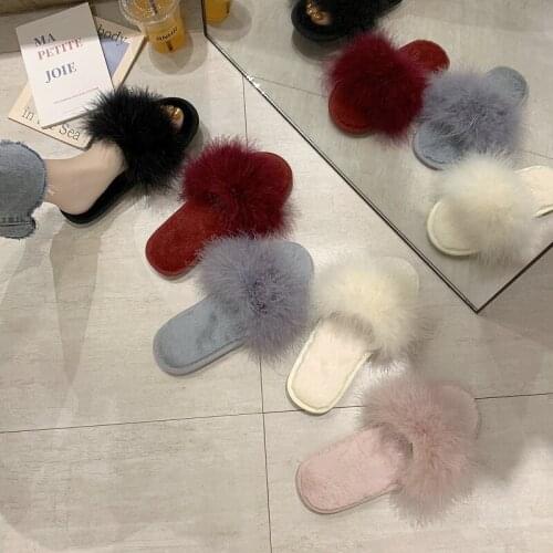 Sexy Faux Fur Slippers Women Furry Fluffy Slippers Outdoor Indoor Home Flat Shoes Female Casual Flops Slides Dropshipping TX422