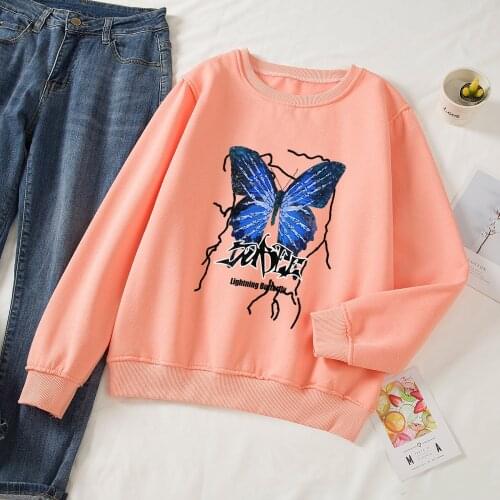 Crewneck Sweatshirt Cotton Grunge Hoodie Punk Goth Hoodies Sweatshirts Women Long Sleeve Loose Sportswear Vintage Streetwear