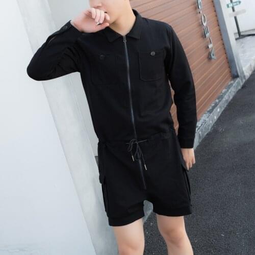Spring, summer, early autumn tide, men hip-hop lovers' working pants side pocket jumpsuit, bodysuit, mens zipper shorts