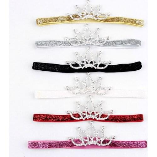 Yundfly Newborn Glitter Crown Headband Elastic Rhinestone Baby Girls Crystal Tiara Headwear Hair Accessories Photography Props
