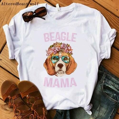 Cute BEAGLE MAMA women fashion print t shirt animal dog summer women casual kawaii short sleeve o neck vogue t shirt 2019