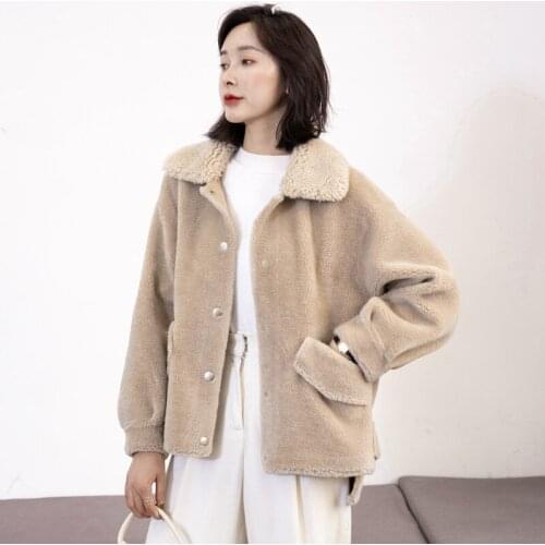 Fur Real Coat Female Lamb Fur Korean Pink Jackets 2020 Autumn Winter Jacket Women Real Wool Coats Chaqueta Mujer MY3582 s