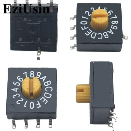 0-F 0-9 16 10 Rotary Coding Knob Switch DIP 5pins 8421C 3mm Shank 4:1 PCB Switching 5p SMD