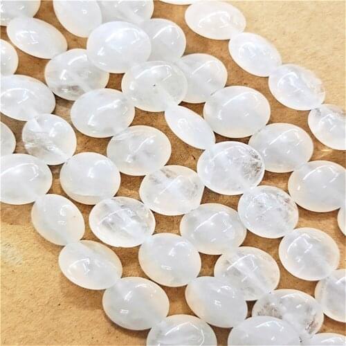 1 Strand/33pcs 12x6mm Wholesale Natural White Crystal Round Loose Beads DIY Jewelry Accessories 15.5inch S427