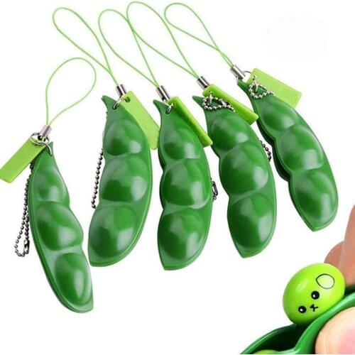 Infinite Squeeze Edamame Toy Peas Beans Keychain Pop Cute pea pod Decompression Anti Stress Reliever Figet Toys Stress
