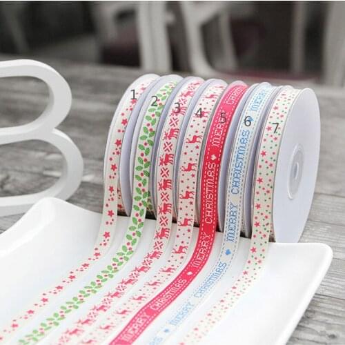 10mm 25Yards Cotton Ribbon Handmade Design Printed Cotton Ribbons For Wedding Christmas Decoration DIY Sewing Fabric