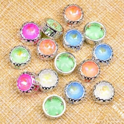 10mm Round Shape Glass Crystal Rhinestones With Claw Setting Sewing Strass Rhinestones Flat back Button DIY Clothes Shoes