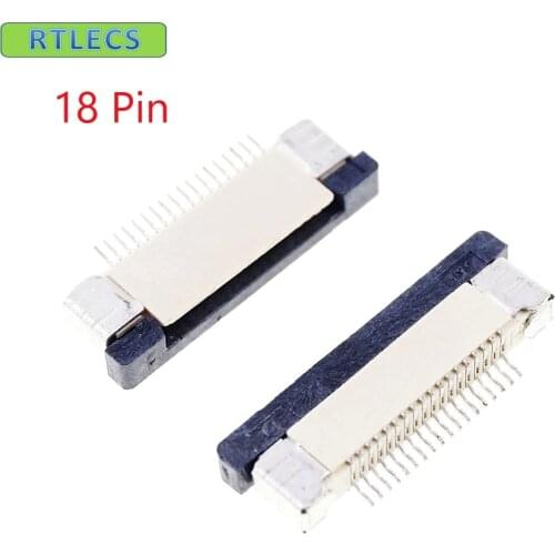 10pcs FPC connector 0.50 mm 0.020" 18 Pin Bottom Contact Right angle SMD ZIF Slide Lock Surface Mount