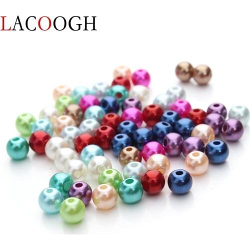 100pcs/lot 6 8 10 mm Acrylic Imitation Pearl Beads Necklace Bracelets Findings Round Spacer Ball Beads For Diy Jewelry Making