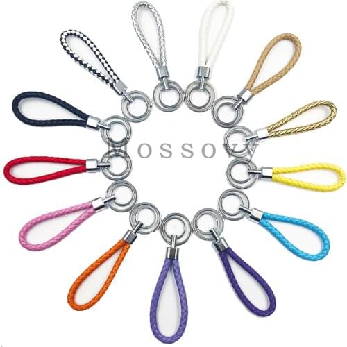 12 Color Handmade Leather Rope Woven Keychain Metal Key Rings Key Chains Men or Women Key Holder Key Cover Auto Keyring Gifts