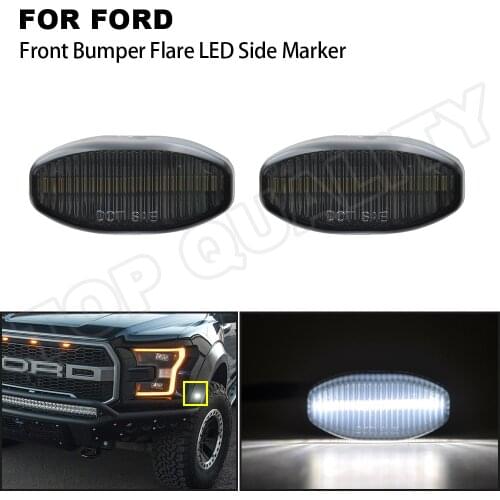 2PCS Xenon White LED Side Marker Error Free For FORD Raptor 2010 2011 2012 2013 2014 Front Bumper Flare LED Side Marker Lamp