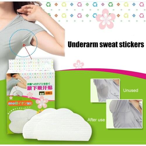 20Pcs/Box Underarm Sweat Pads Disposable Absorbent Underarm Perspiration Pad for Unisex MPwell