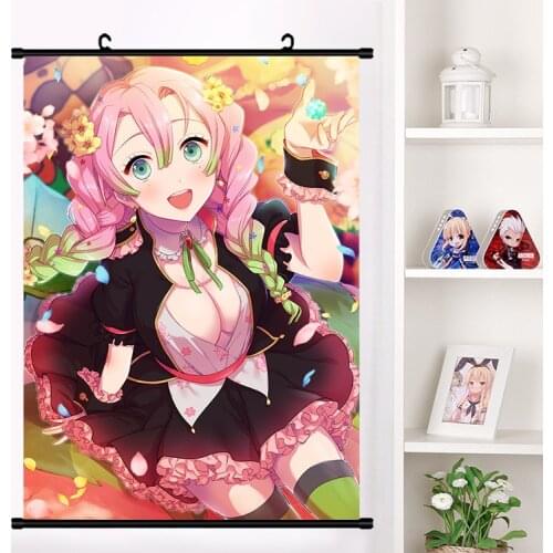 2020 Hot Anime Kanroji Mitsuri Demon Slayer Kimetsu no Yaiba Wall Scroll Mural Poster Wall Hanging Poster Otaku Home Decor Art