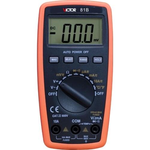 3 1/2 Digits 2000 Counts Auto Range 10A Resistance Temperature Tester Meter Measurement Digital Multimeter VC81B high precision