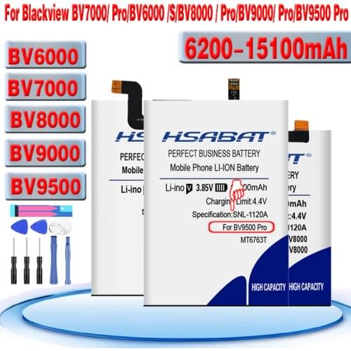 HSABAT 0 Cycle 15100mAh Battery for Blackview BV7000 BV7000 Pro/BV6000 BV6000S/BV8000 BV8000 Pro/BV9000 BV9000 Pro/BV9500 Pro