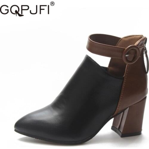 Chelsea Boots Thick Heel Bare Boots Autumn Fashion Platform Ankle Boots Color Mixing Womens Leather Boots Retro Shoes Women