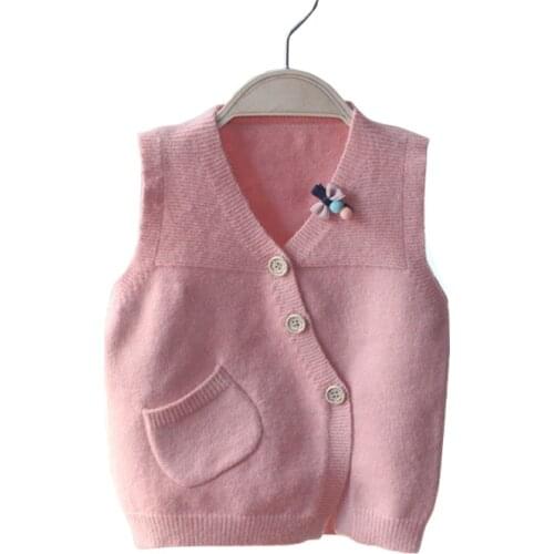 Baby Sweater Vest Spring and Autumn Girls Clothes V-neck Girls Knitting Vest Vintage Sleeveless Vest Jacket BC285