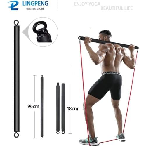 Fitness Bar and Fitness Resistance Band Pull Rope Yoga Elastic Band Upgrade Training Belt Set Pilates Fitness Equipment Home