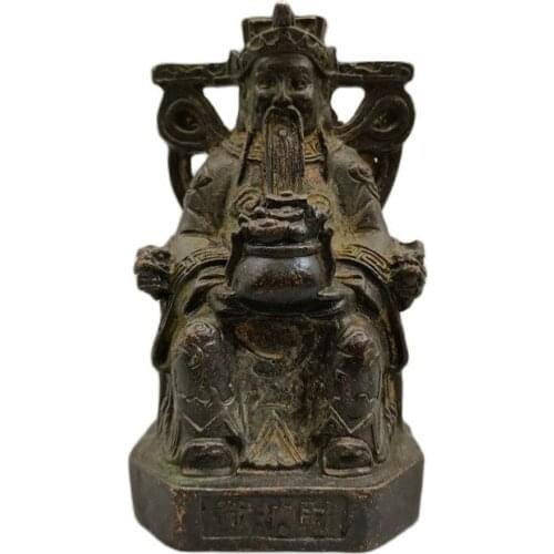 Chinese Old Bronze statue God of Wealth of Old Copper Statue