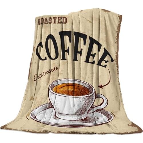 Coffee Retro Style Throw Blanket Portable Soft Blanket for Sofa Microfiber Flannel Blankets for Beds