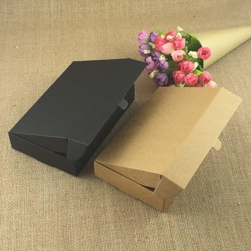 12Pcs/Lot Kraft Paper Boxes Nice Pure Black/Brown Kraft Boxes Party Candy Cookies Gift Packaging Boxes Jewelry Reception Box