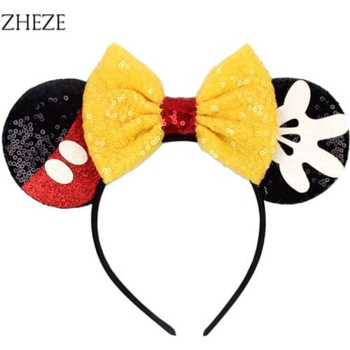 Trendy Style Dot Sequins Bow Mouse Ears Hairband For Girl Children DIY Festival Hair Accessories Halloween Headband