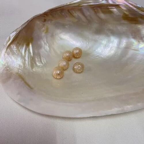 Fashion 12-13mm carved freshwater organge peach color pearl beads for diy jewelry making