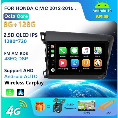 9" 4G+WiFi DSP RDS 2.5D 2din Android Car Radio Multimidia Video Player Navigation GPS For HONDA CIVIC 2012-2015 Head Unit
