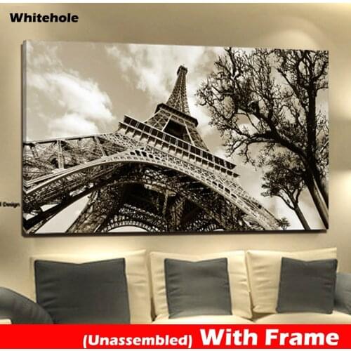 Wall Art Picture With Frame Picture Canvas Painting Eiffel Tower Poster And Print Wall Pictures For Living Room,Unassembled