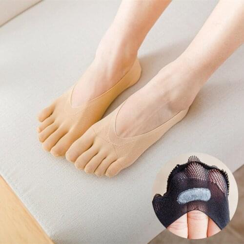 Womens Low Cut Crew Ankle women Socks 5 Color Nonslip New Fashion Five Finger Toe Hosiery 2 Pair Socks