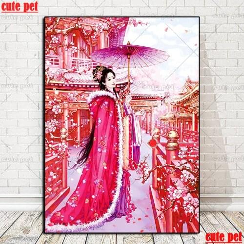 New 5D square Round diamond painting Snow appreciation classical beauty diy embroidery Oriental woman Decor Cross Stitch puzzle