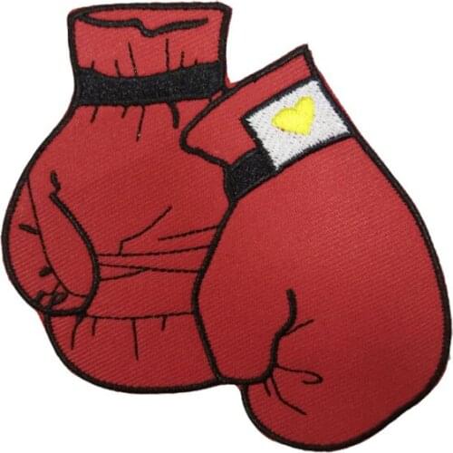 New product Red boxing gloves embroidery iron on patches for clothing sticker applique