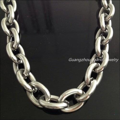 8"-40" Huge Heavy 316L Stainless Steel Silver color Big O Link Chain Mens Boys Necklace High Quality 14mm Not Fades Jewelry