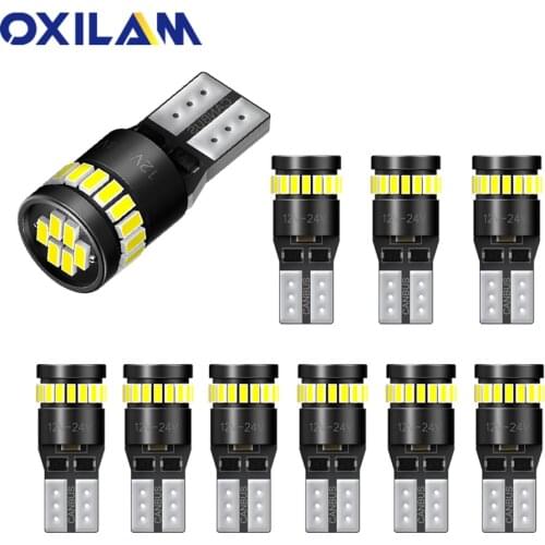 OXILAM 10Pcs T10 W5W LED Canbus Error Free Auto Bulb 194 168 Car Mirror Dome Interior Light Trunk Parking Turn Signal Lamp 12V