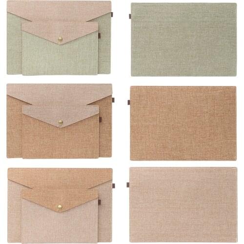 A4 A5 Simple Elegant Stationery Folder Document Bag Imitation linen Canvas Felt File Bag Portfolio Office Study Briefcase