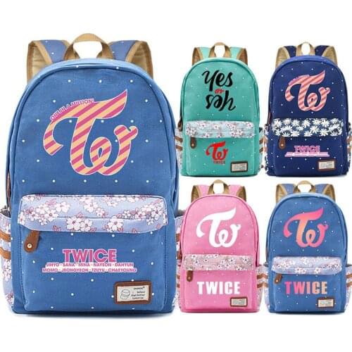 Twice Korean Star Band Bag Backpack Flower Point Floral Bag School Teenagers Student Book Travel Laptop Girl Boys Mochila