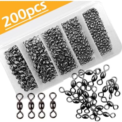 Shaddock 200Pcs/Box Fishing Swivel Crane Barrel Swivel High Strength Fishing Line Hook Lure Connector Fishing Tackle Accessories