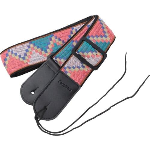 Longteam Bohemian National Style Hawaii Guitar Ukulele Strap Thicken Charm Distinctive Nylon Woven Fabric Leather Belt Straps