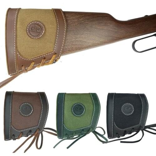 Tactical Shotgun Buttstock Leather & Canvas Rifle Gun Cheek Rest Shoulder Pad Protector Hunting Gun Accessories for Shooting