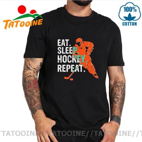 Tatooine Vintage Funny Eat Sleep Hockey Repeat T shirt Canadian Hockeyer gift Tee Canada Hockey T-shirt Team Party League Tshirt