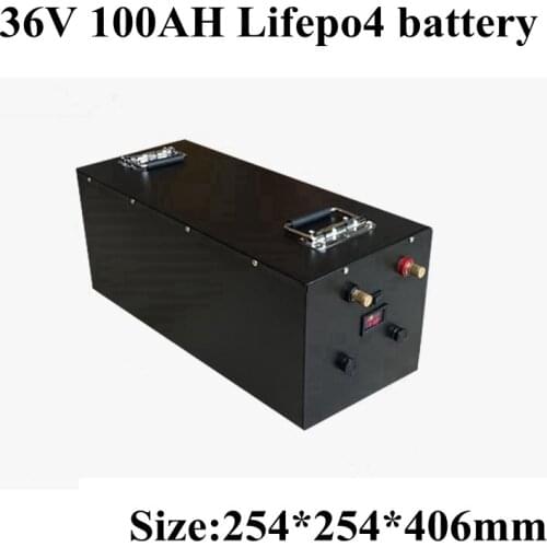 Waterproof 36V 100Ah Lifepo4 Lithium Battery BMS with Bluetooth for E Moped Bike Scooter Tricycle UPS Vehicle+10A Charger