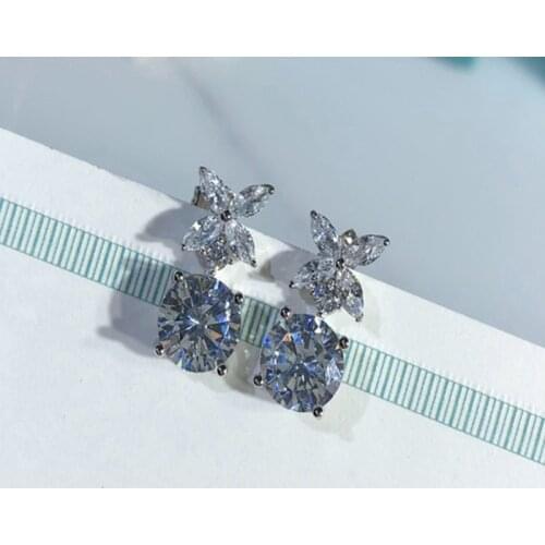 Female Classical Charm Horse Eye Zircon Flower S925 Sterling Silver Earrings Original Brand High Quality Jewelry Holiday Gift