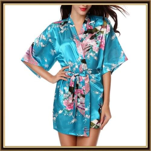 XXL Big Size Satin Robes Women Robe Sexy Dressing Gown Floral Satin Robe Femme Silk Peignoir Batas De Seda Pink Satin Robe
