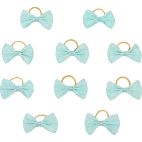 10/20pcs Dog Bow Green Polka Dot Ribbon Bowknots for Long Hair Puppy Dogs Accessories Grooming Products accesorios para perros