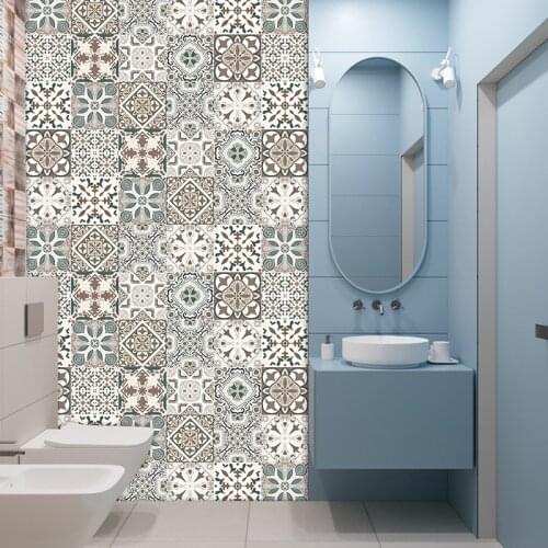 10pcs Retro Style Gray Tile Pattern Matte Floor Stickers Kitchen Tile Desktop Renovation Waterproof Self-adhesive Wall Stickers