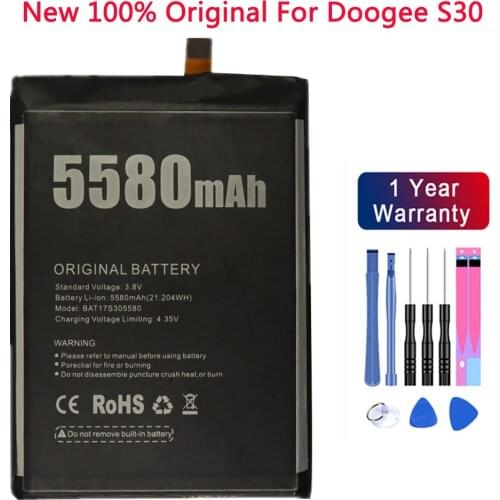 100% Original New For DOOGEE S30 Replacement 5580mAh backup battery for DOOGEE S30 Smart Phone batteries Bateria+Gift Tools