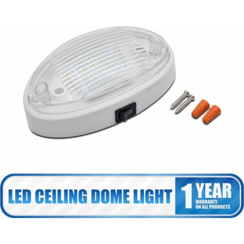 12V Car Oval / Rectangle Ceiling Dome Roof Interior Light LED ON/OFF Switch for Home RV Car Marine Boat Caravan