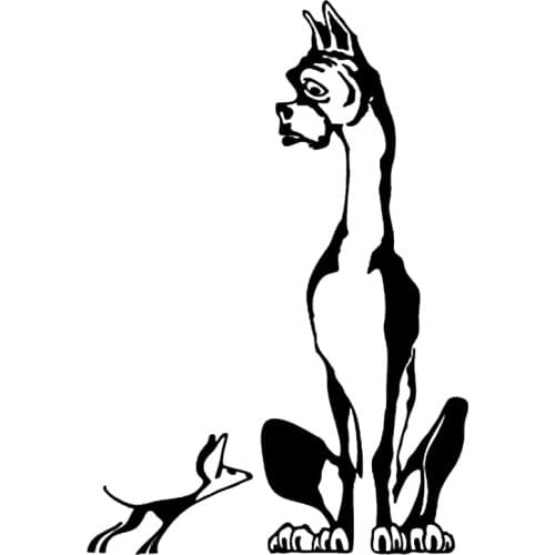 16*10.9cm Dog Little Versus Huge-animal decal vinyl sticker Funny Car Window Bumper Novelty JDM Drift Vinyl Decal Sticker